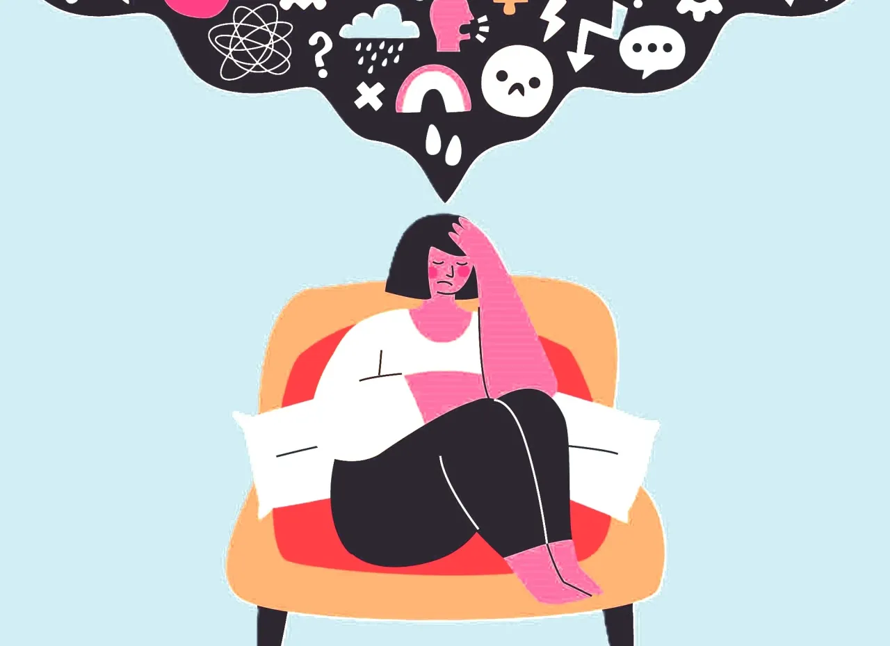 Osoba zamyślona, wspierająca dłoń, zdrowie psychiczne