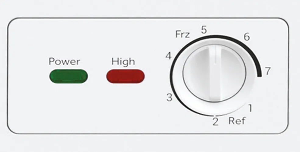 pokrętło zamrażarki i panel elektroniczny