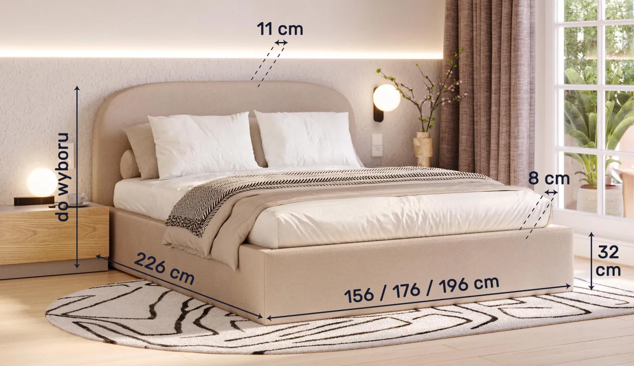 Osoba siedząca na łóżku z prawidłowo wystającym materacem