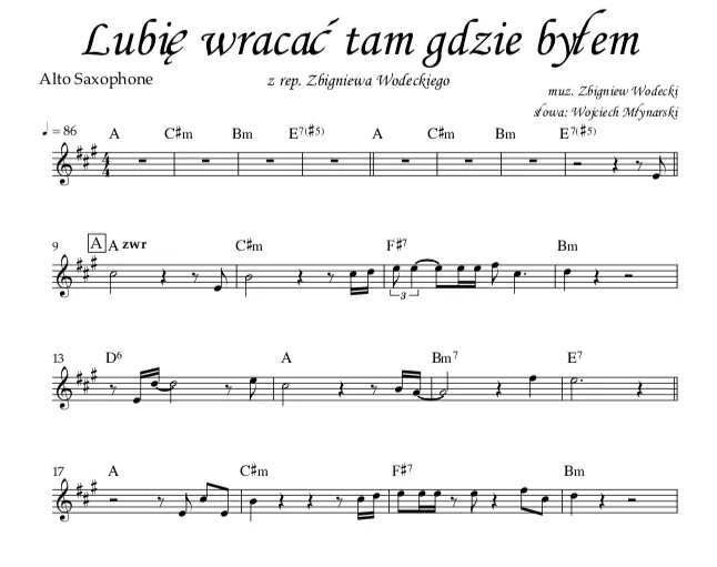 Zbigniew Wodecki Lubię wracać tam gdzie byłem nuty okładka