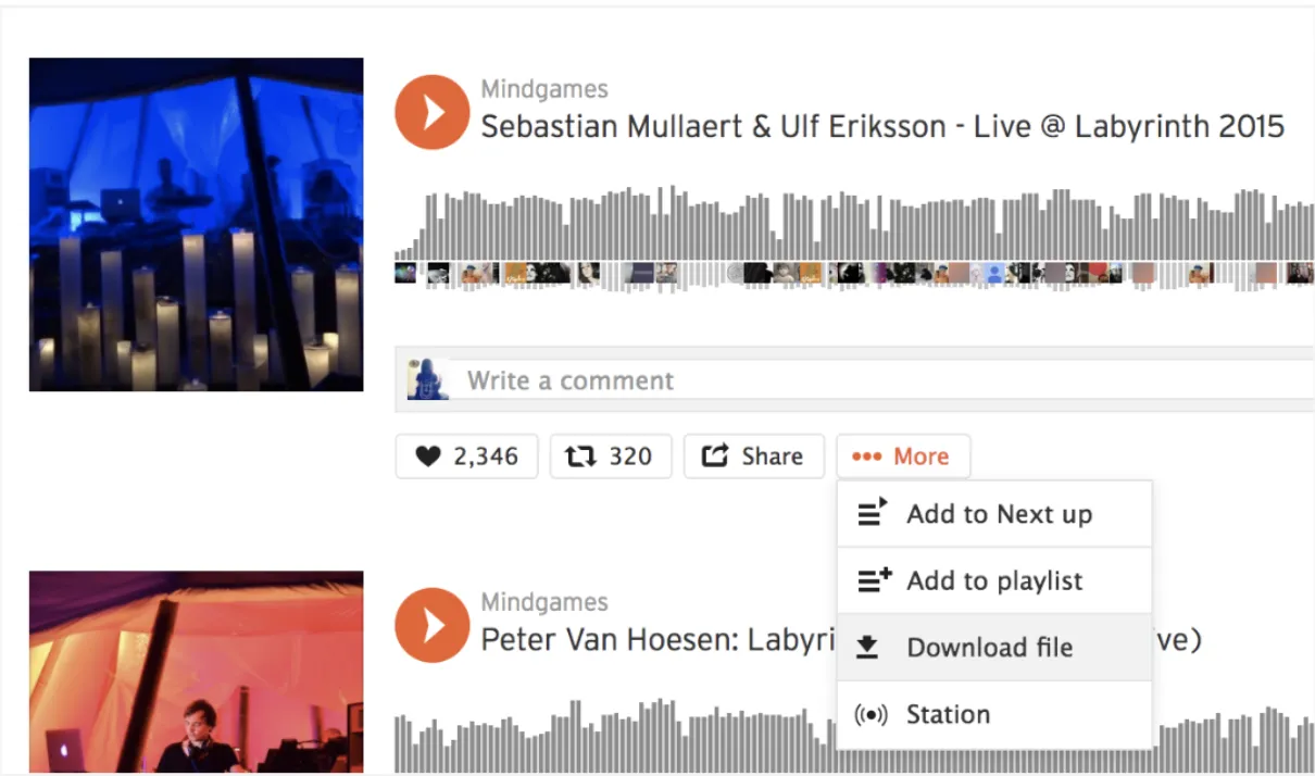 SoundCloud download button