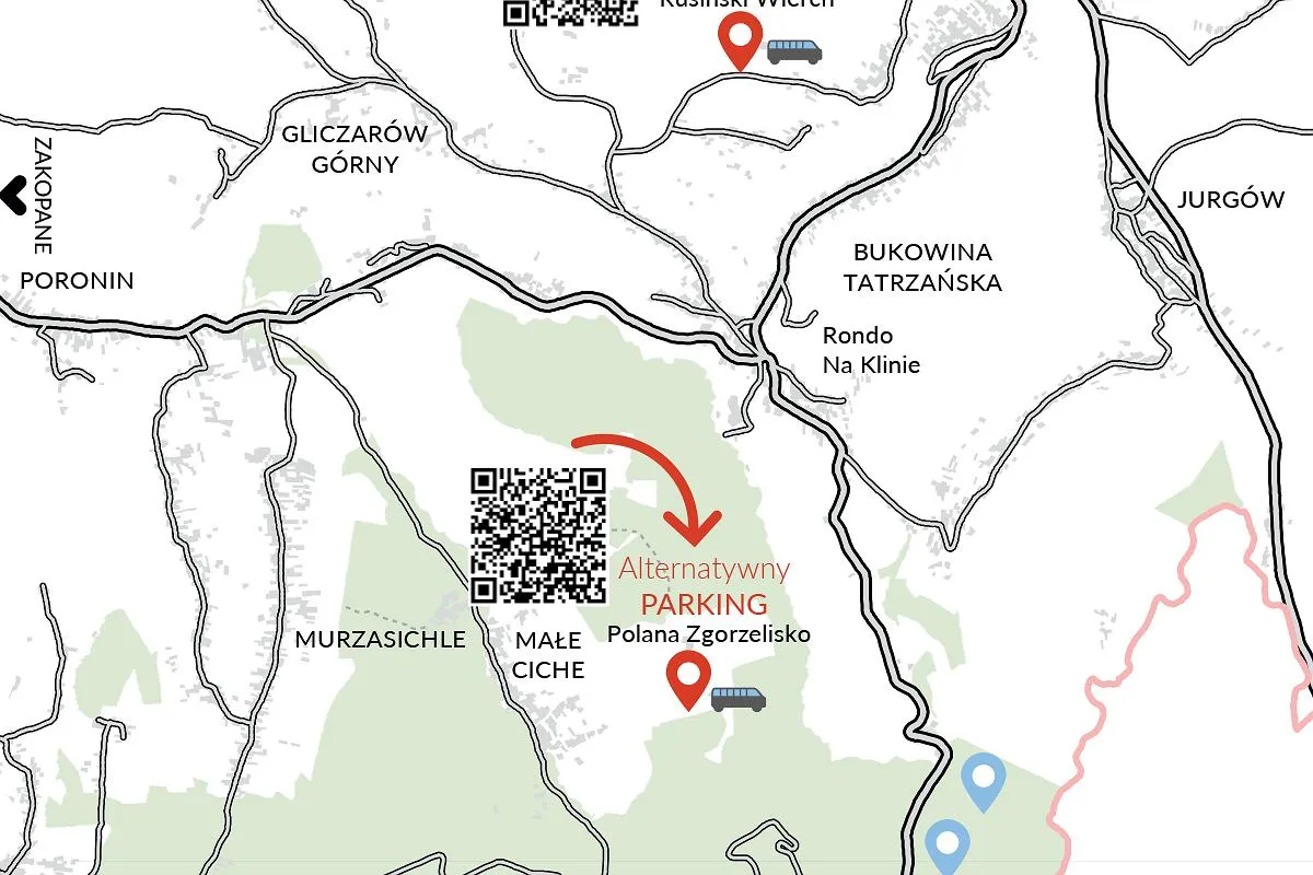 Parking Zakopane Kasprowy Wierch mapa dojazdu