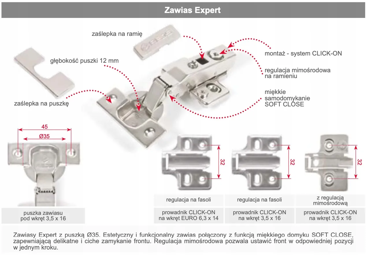 narzędzia do regulacji zawiasów meblowych