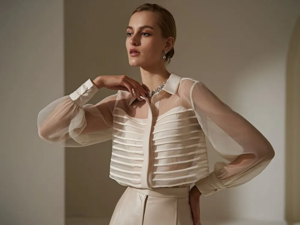 braletka pod prześwitującą koszulą stylizacja