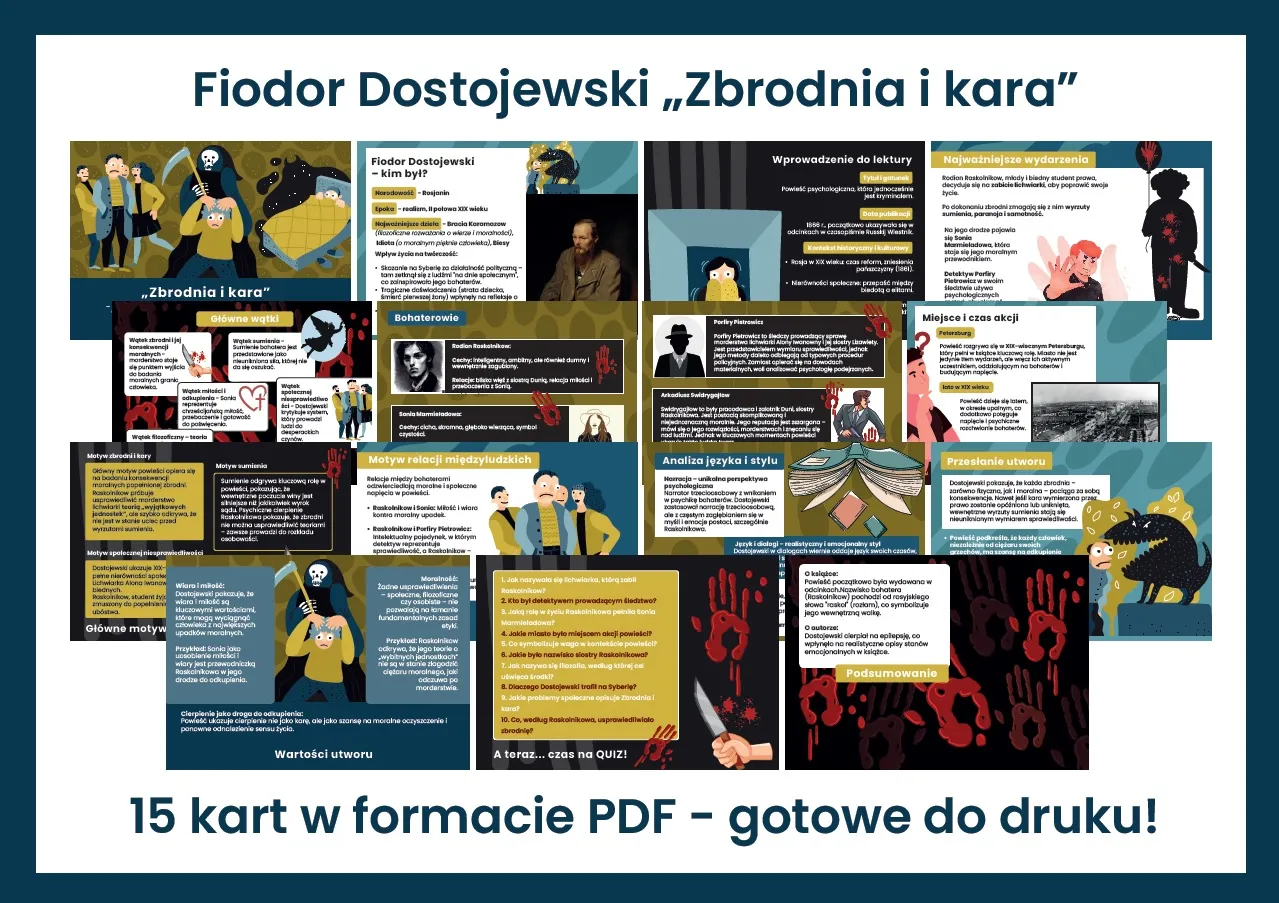 Ewolucja motywu zbrodni i kary w literaturze infografika