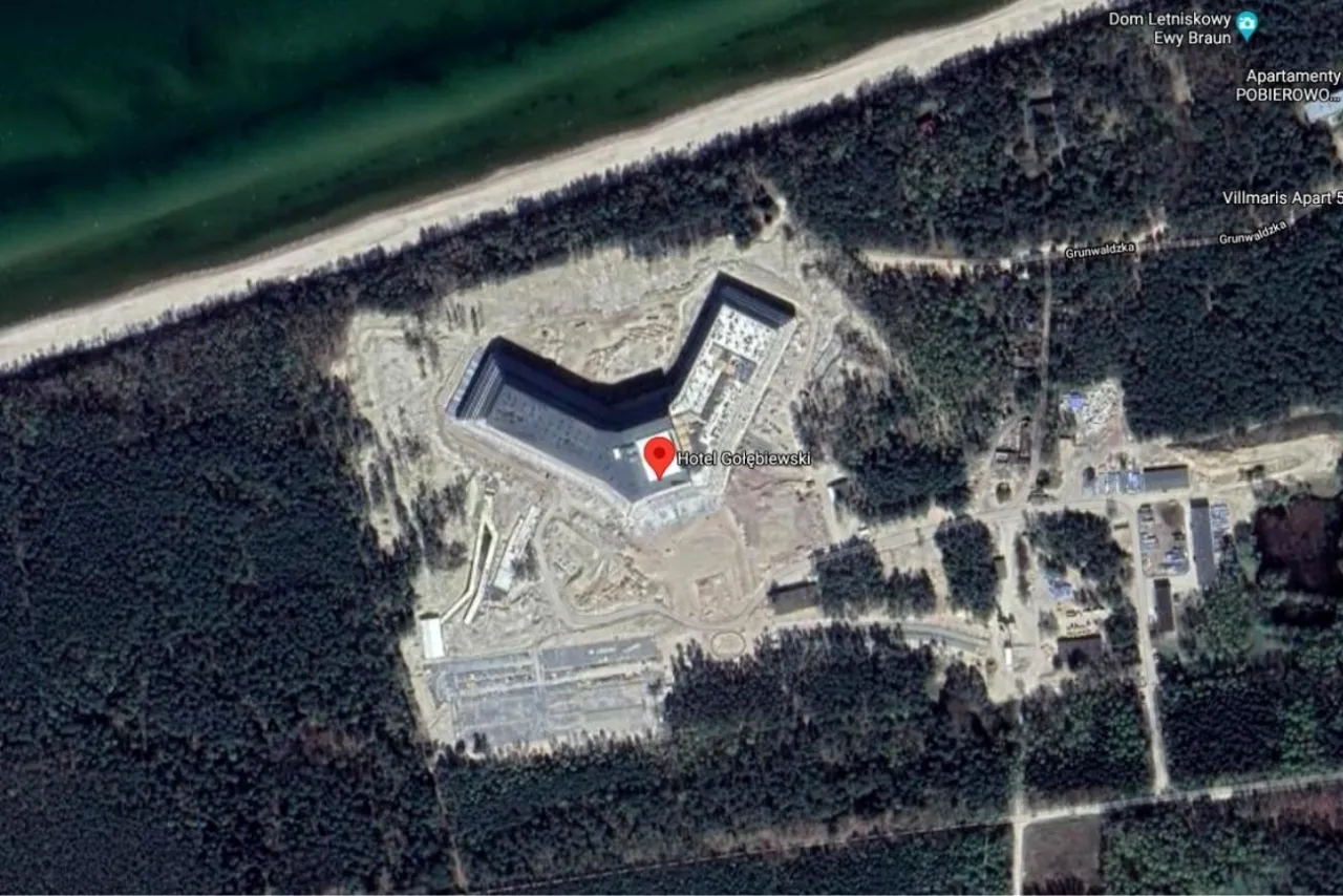 Hotel Gołębiewski Pobierowo budowa z lotu ptaka