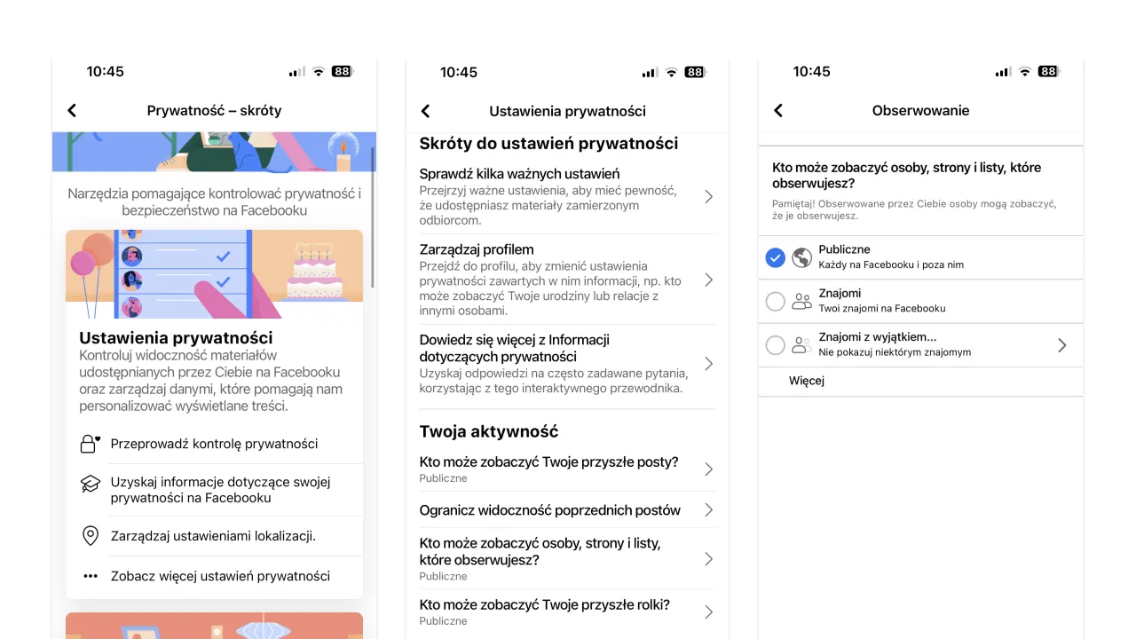 Facebook ustawienia prywatności