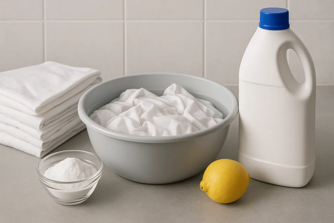 Domowe środki do wybielania ubrań: soda, ocet, woda utleniona, cytryna, aspiryna