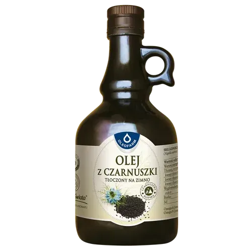 Olej z czarnuszki tłoczony na zimno nierafinowany