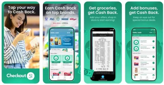 Cashback App auf Smartphone mit Einkaufstaschen