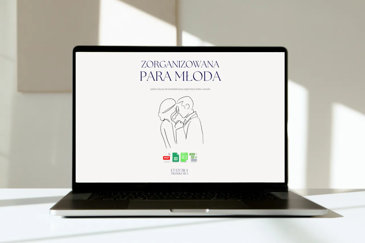 para młoda planująca ślub laptop