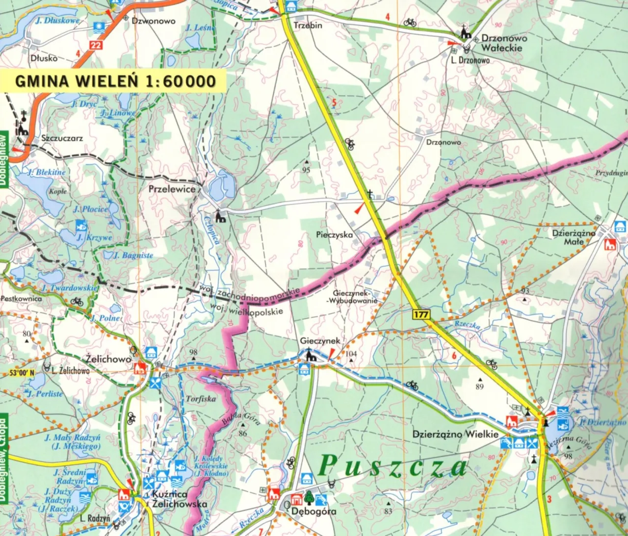 Mapa region&oacute;w wędkarskich w Polsce