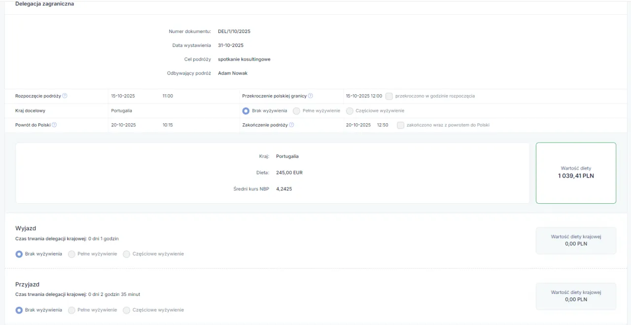 Limity nocleg&oacute;w delegacja zagraniczna