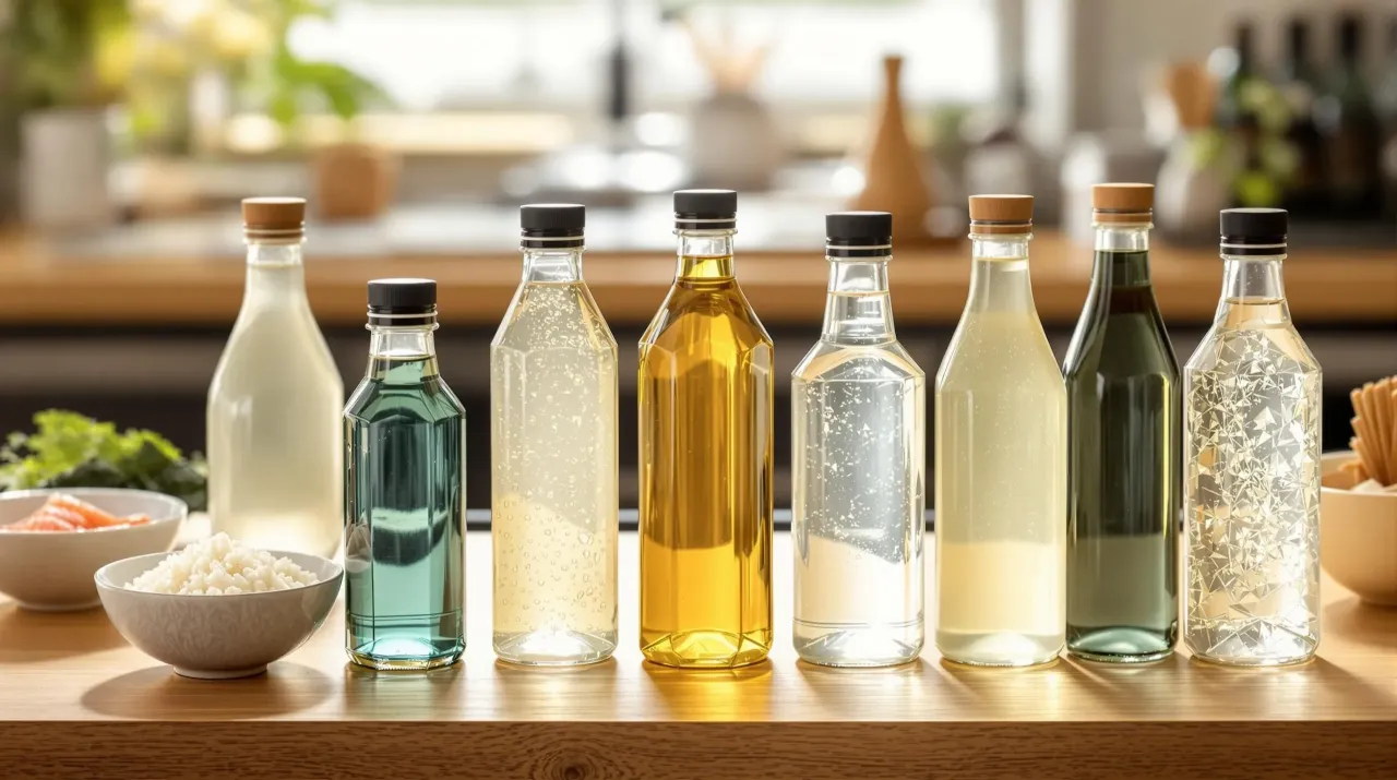 r&oacute;żne rodzaje octu ryżowego do sushi