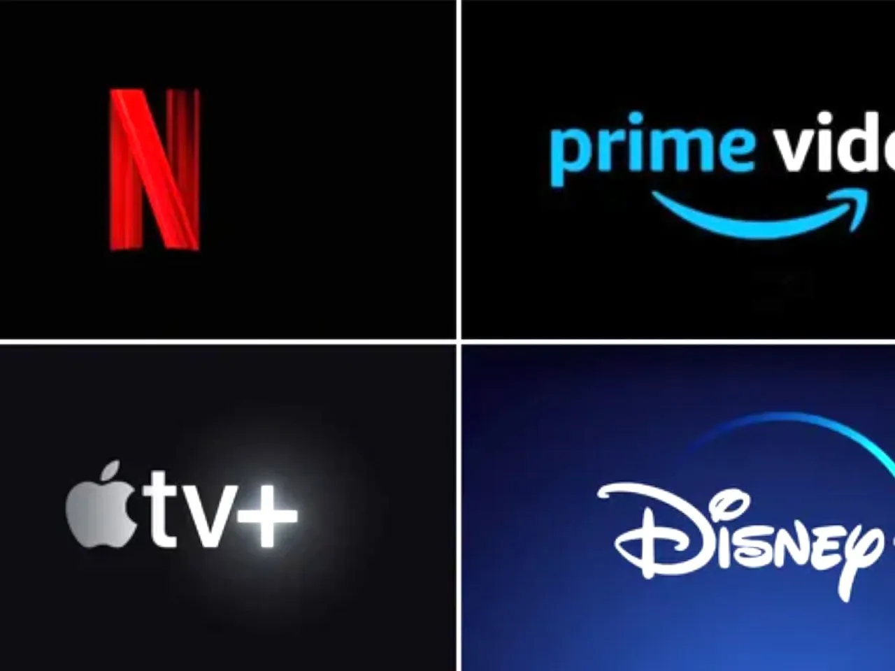 logotypy platform streamingowych Netflix Max Disney+ Prime Video na tle telewizora