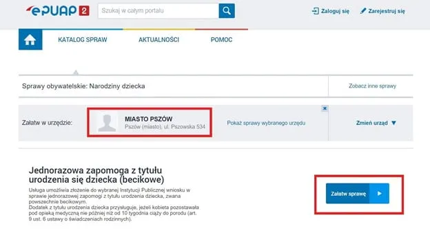 składanie wniosku o becikowe online
