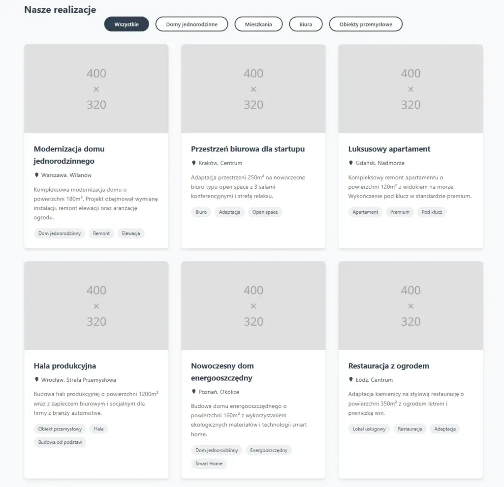 Profesjonalne portfolio firmy budowlanej, oferta dla dewelopera