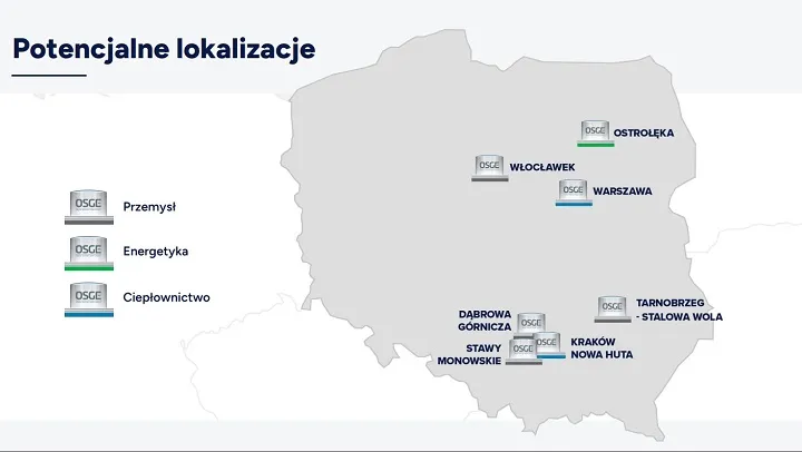 Mapa planowanych lokalizacji SMR w Polsce