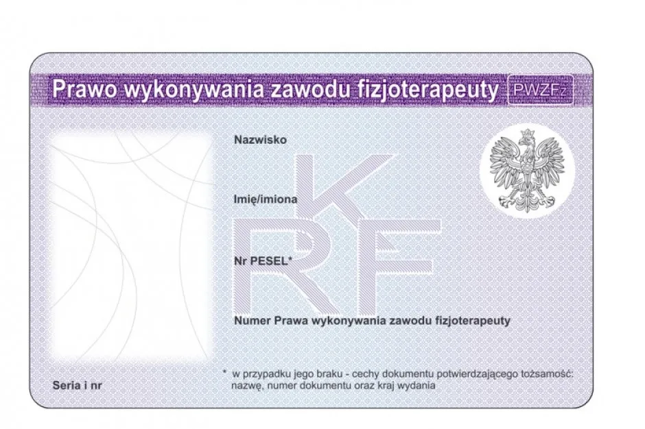 dokument prawo wykonywania zawodu fizjoterapeuty