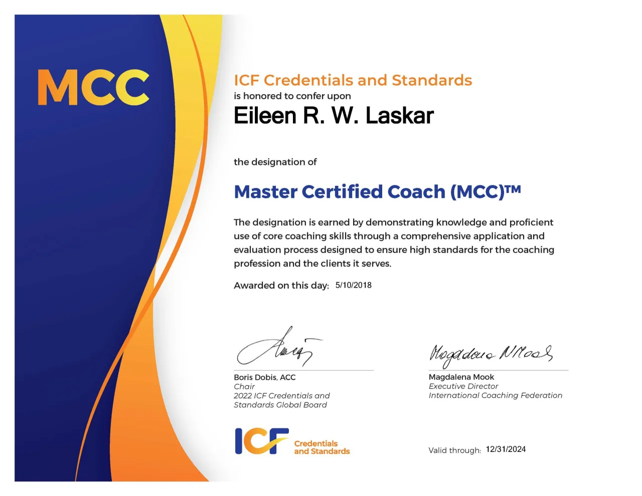 Certyfikaty coacha ICF ICC EMCC