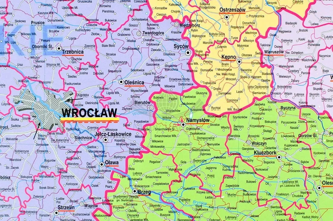 Mapa administracyjna Polski powiaty grodzkie i ziemskie