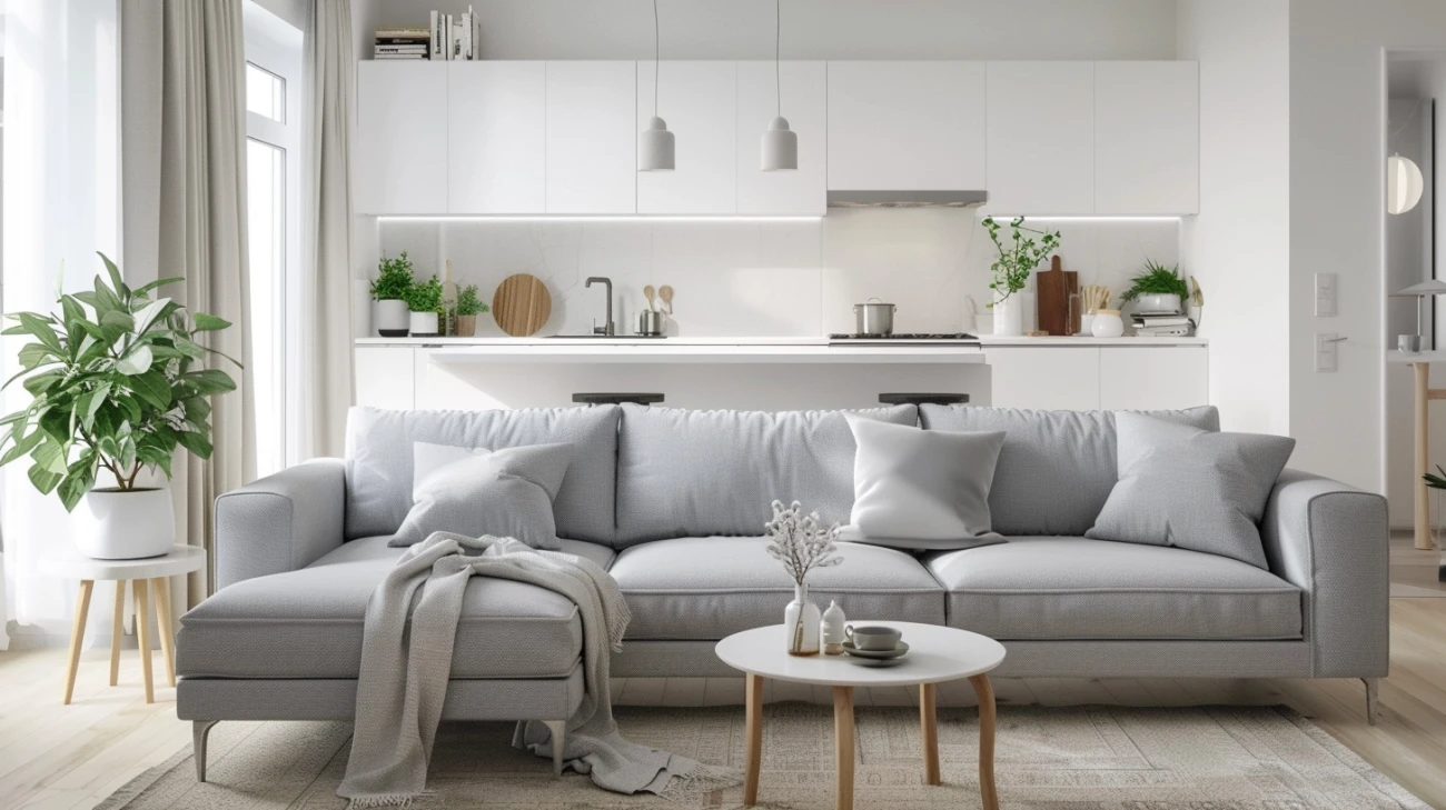 Zdjęcie Salon z aneksem kuchennym 18 m²: jak urządzić?