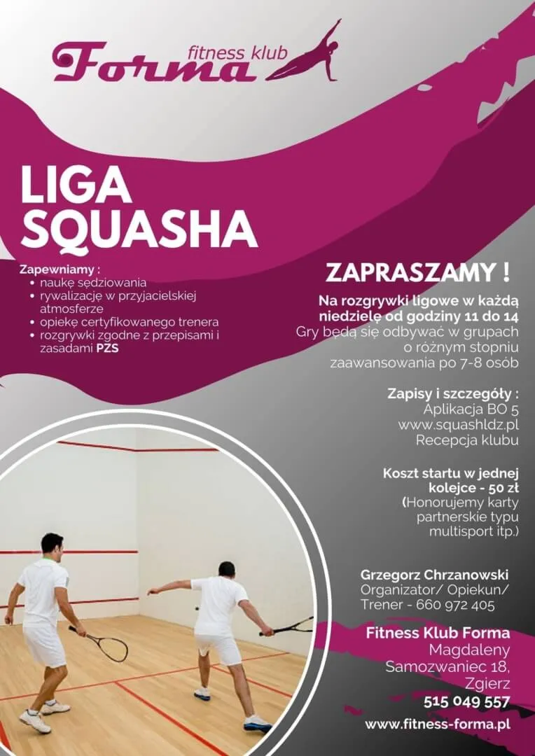 Zdjęcie Squash w Zgierzu – najlepsze kluby, sprzęt i lekcje dla Ciebie