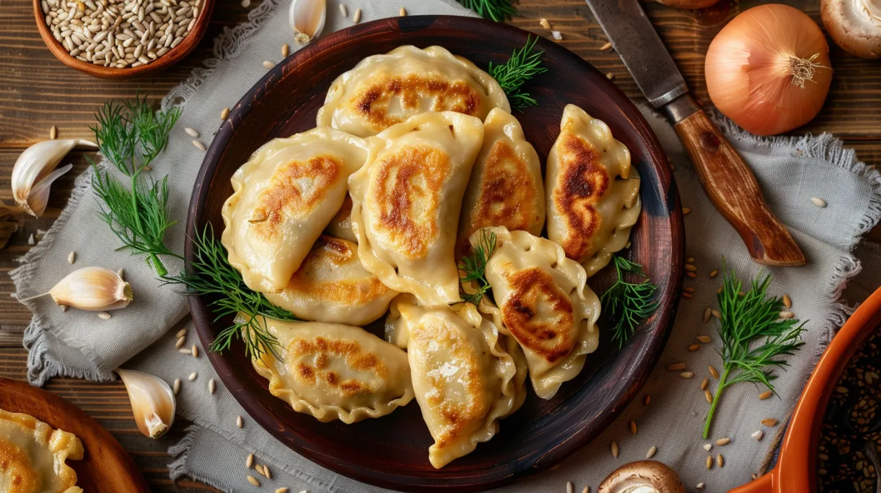 Zdjęcie Pierogi z kaszą gryczaną, pieczarkami i cebulą