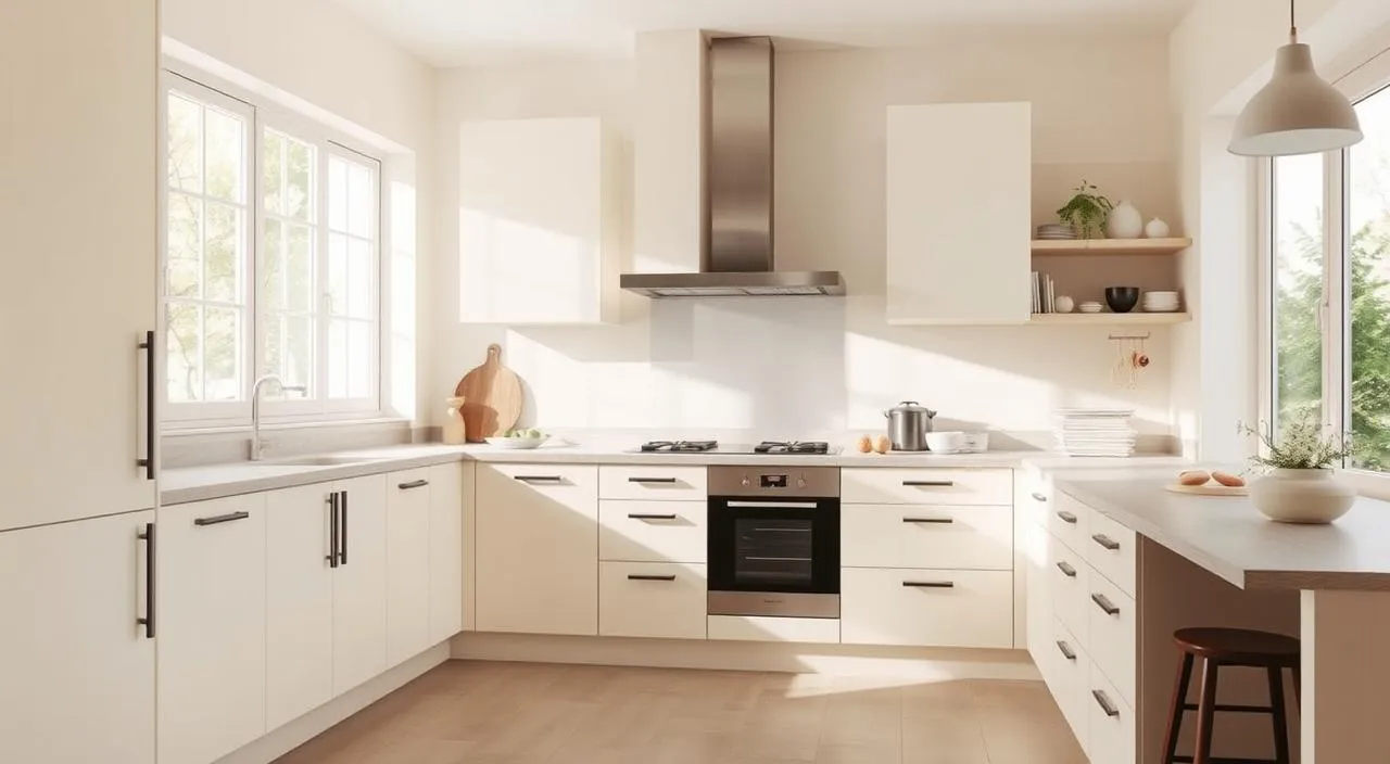 Zdjęcie Idealne kolory ścian do kremowych mebli kuchennych, które zachwycą
