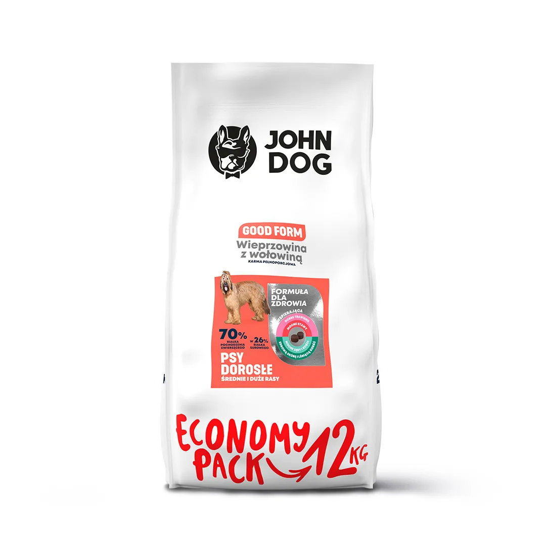 Zdjęcie Karma John Dog wieprzowina z wołowiną – idealna dla dużych psów