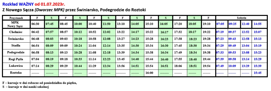 Zdjęcie Rozkład jazdy DAREK BUS - nie przegap ważnych kursów między Szczawą a Nowym Sączem