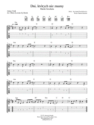 Zdjęcie Akordy do dni których nie znamy – łatwe do grania na gitarze