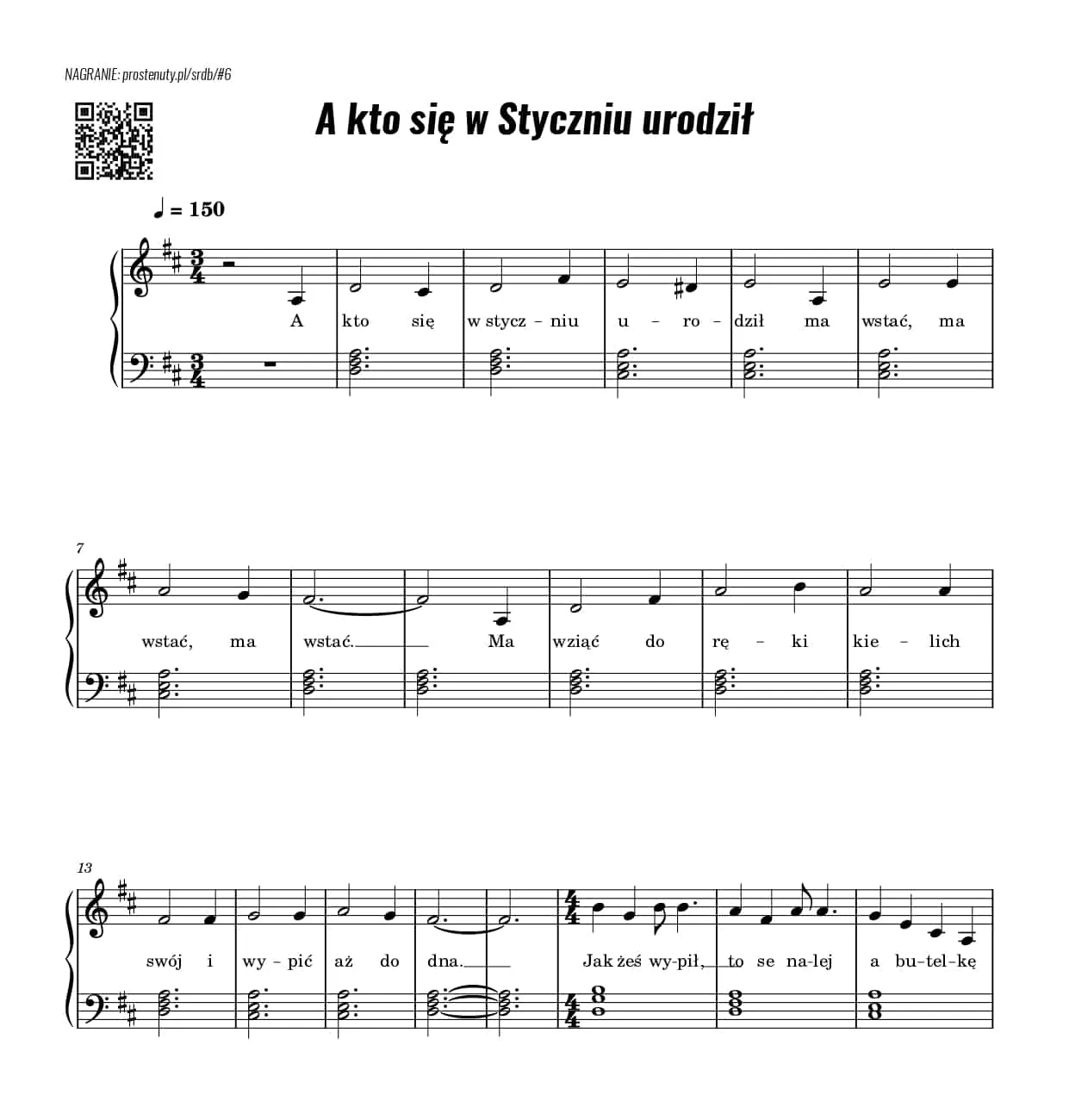 Zdjęcie Nuty do piosenki a kto się w styczniu urodził – zagraj łatwo i przyjemnie