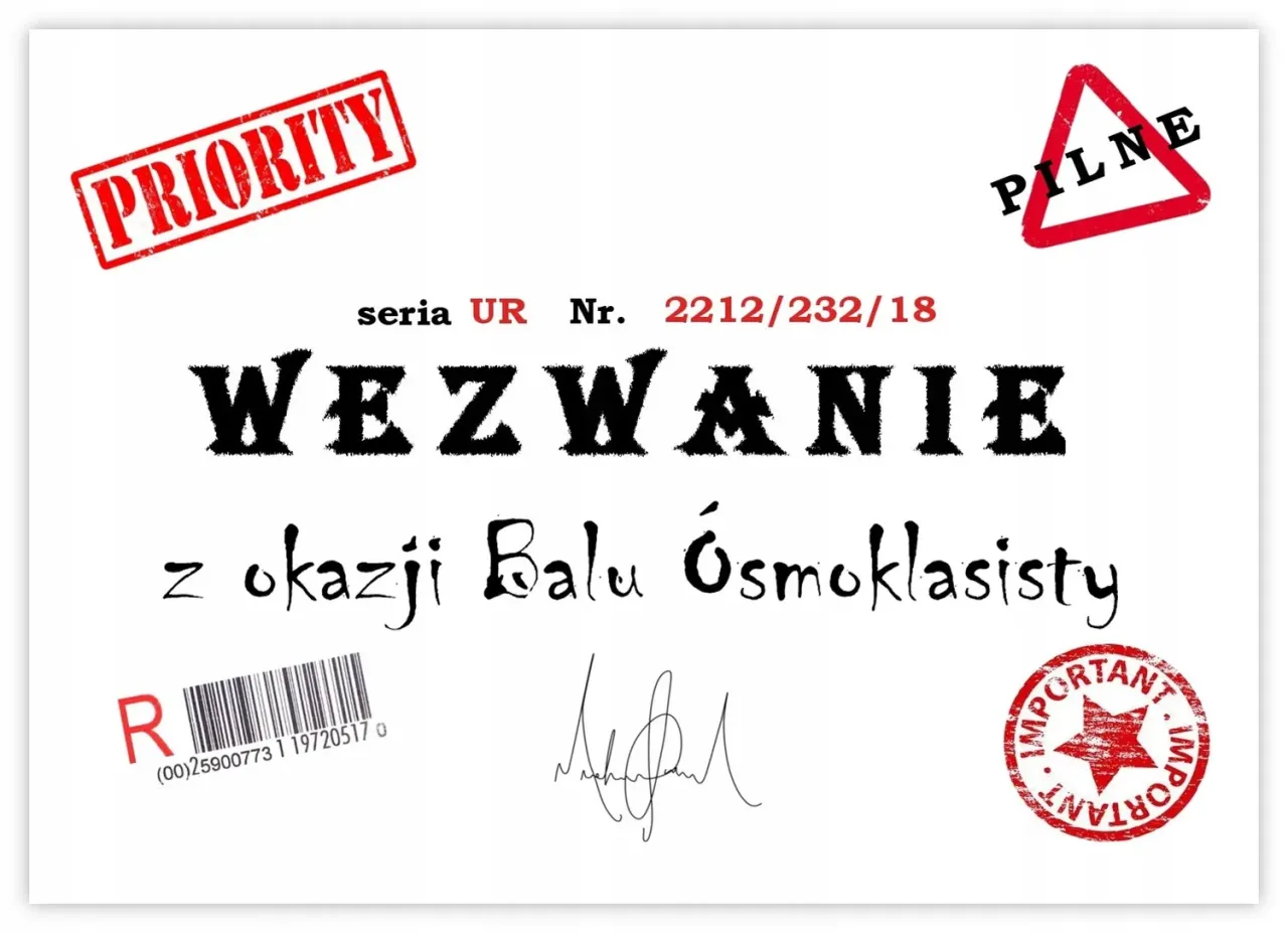 Zdjęcie Idealne zaproszenie na komers ósmoklasisty? Gotowe wzory!