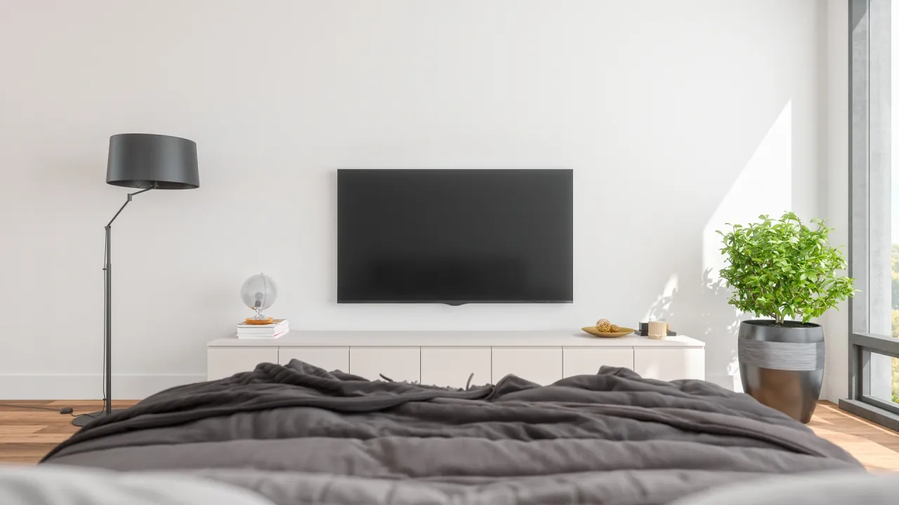 Zdjęcie Na jakiej wysokości telewizor w sypialni, aby uniknąć bólu szyi?