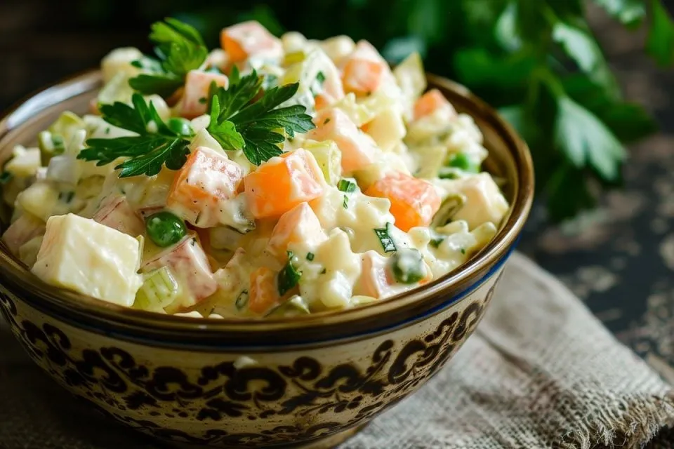 Zdjęcie Sałatka jarzynowa: Ile ma kalorii? Zrób ją fit i ciesz się smakiem!