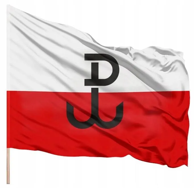 Zdjęcie Flaga powstania warszawskiego jako symbol walki o wolność Polski