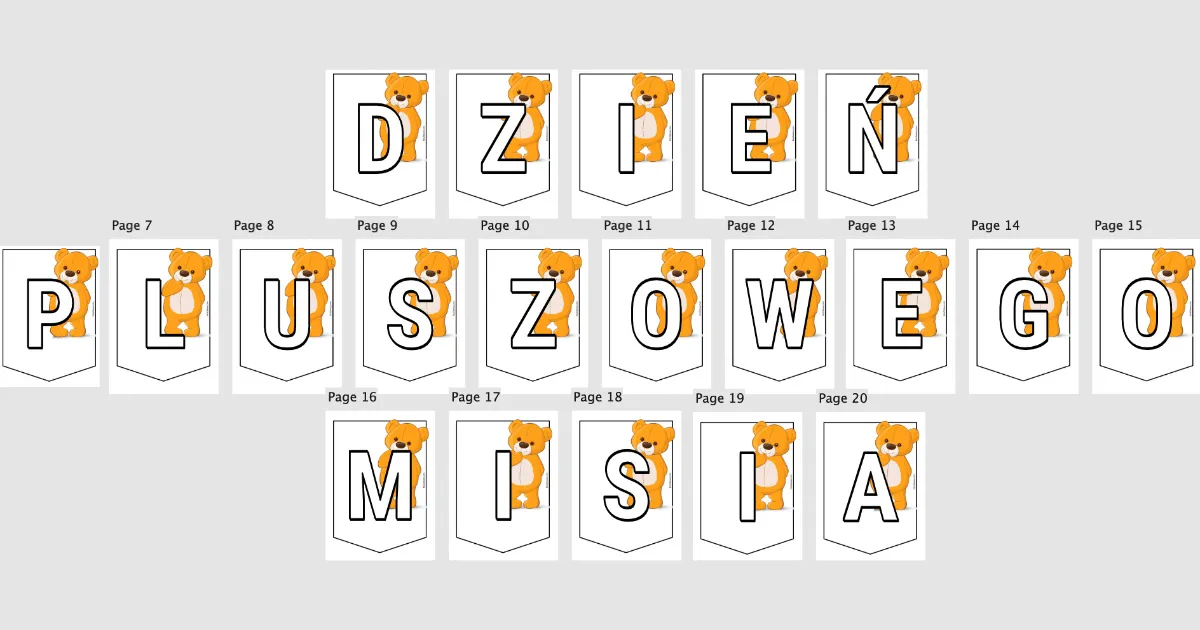 Zdjęcie Napis &quot;Dzień Pluszowego Misia&quot; do wydruku: Udekoruj salę na misiowe święto