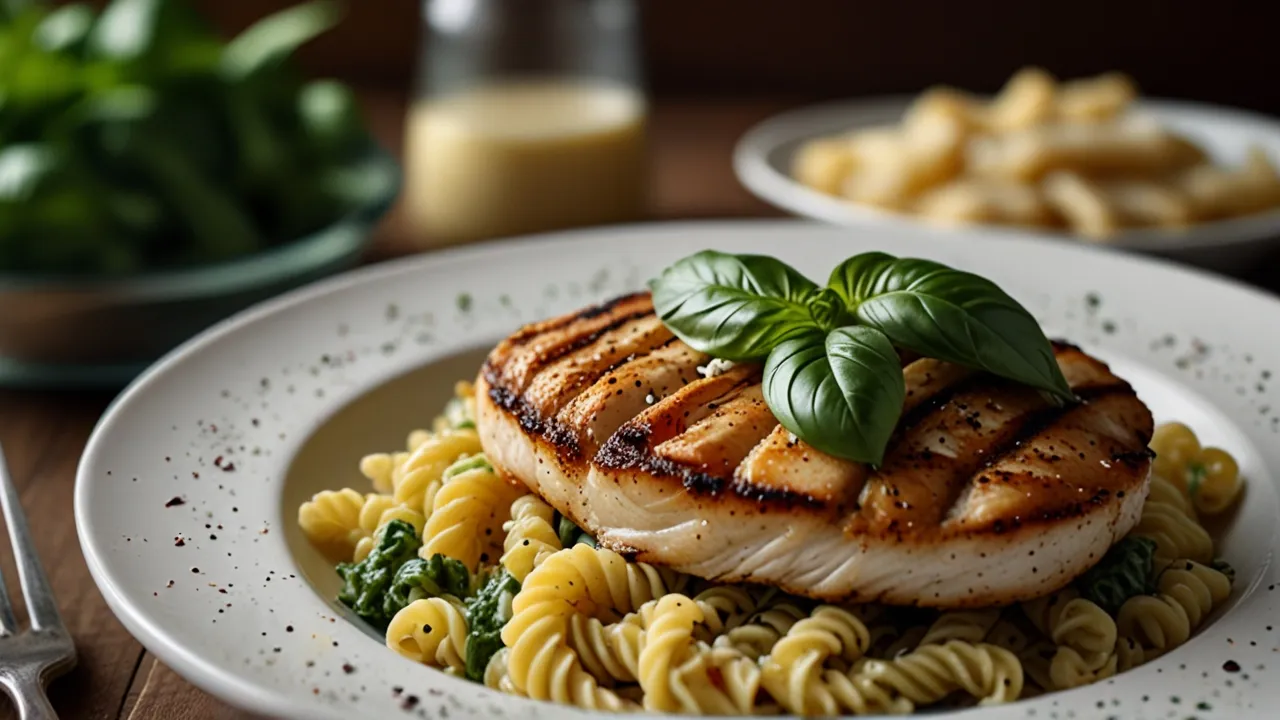 Zdjęcie Makaron z pesto i grillowanym kurczakiem: Zdrowy obiad, który pokochasz