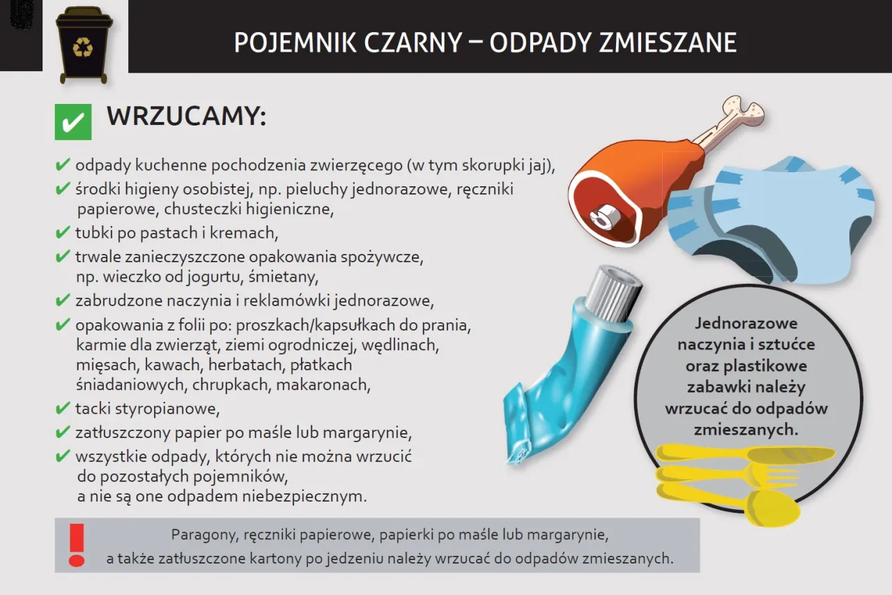 Zdjęcie Co wrzucamy do czarnego pojemnika na śmieci? Unikaj tych błędów