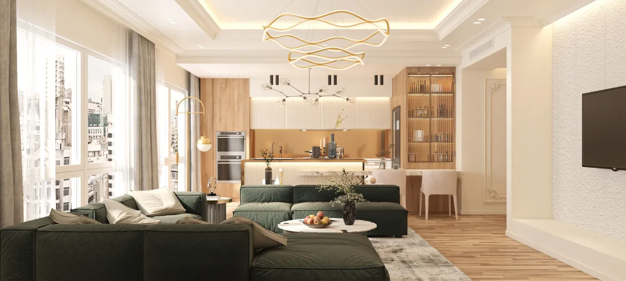 Zdjęcie Jak urządzić salon z aneksem kuchennym 30m2, by uniknąć chaosu?