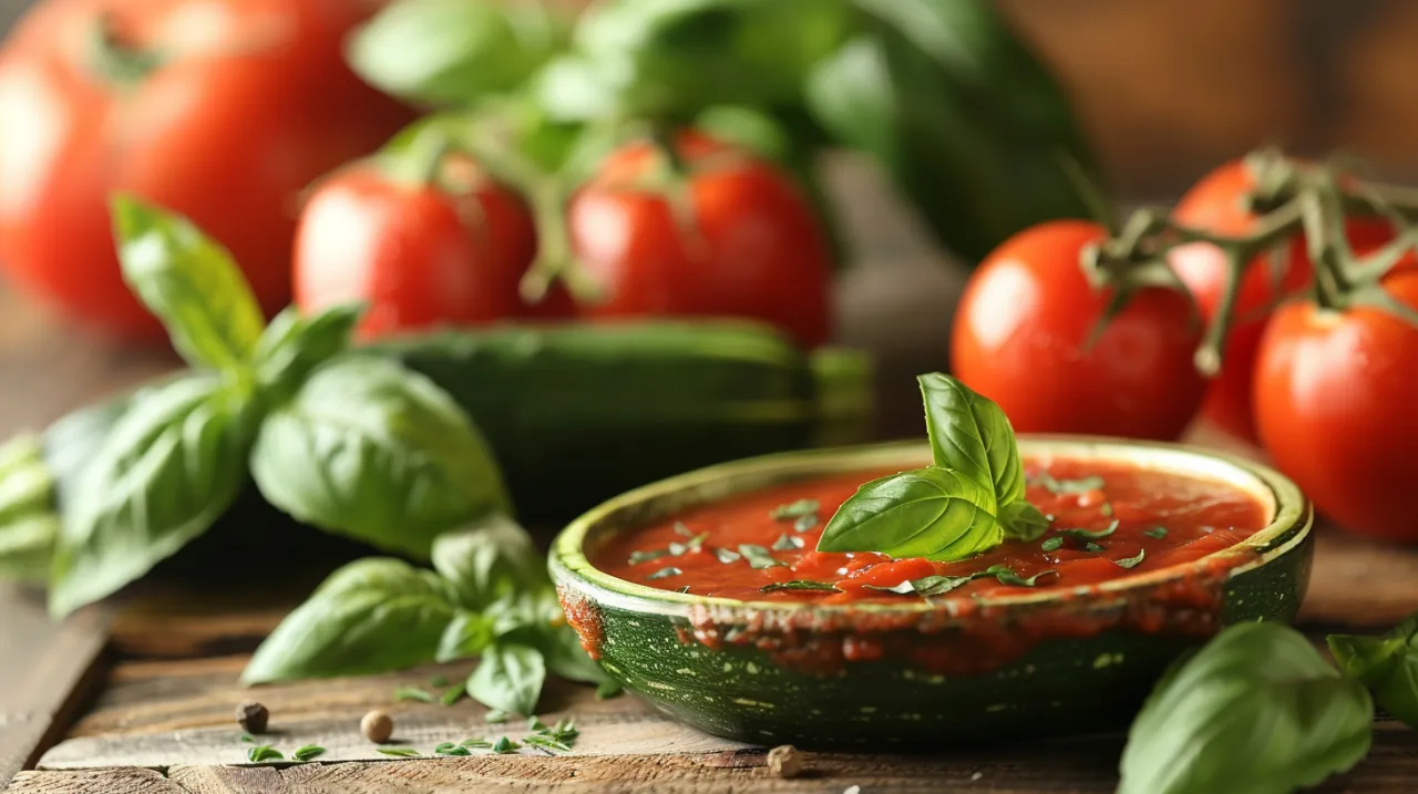Zdjęcie Sos do pizzy z cukinii, pomidorów i świeżych ziół