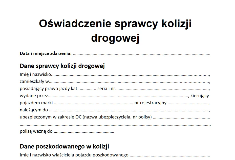 Zdjęcie Jak poprawnie wypełnić oświadczenie o kolizji Link4 - 5 błędów