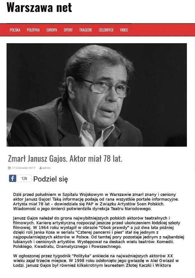 Zdjęcie Czy Janusz Gajos żyje? Ostatnie wieści o aktorze, które zaskakują