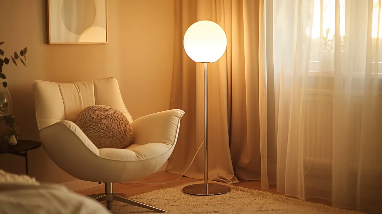 Zdjęcie Lampa kula stojąca: Idealne lampy stojące do sypialni i salonu w domu