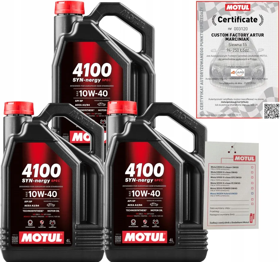 Zdjęcie Olej Motul 10W40 - idealny wybór dla silników benzynowych i gazowych