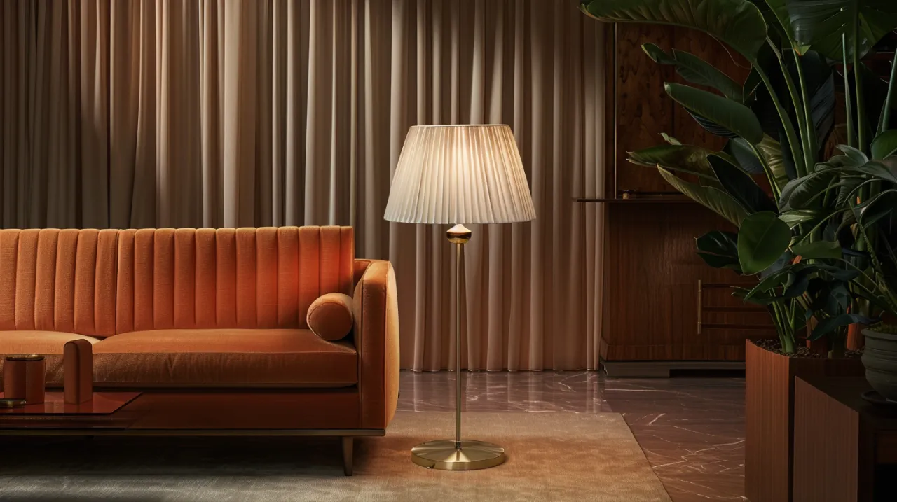 Zdjęcie Lampa stojąca retro: Stylowe lampy stojące vintage z abażurem retro
