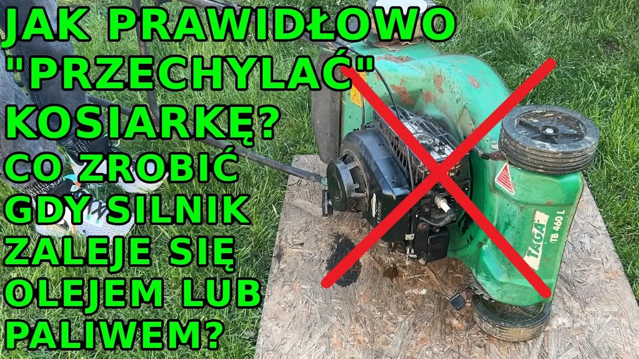 Zdjęcie Na którą stronę przechylać kosiarkę, aby uniknąć uszkodzeń?