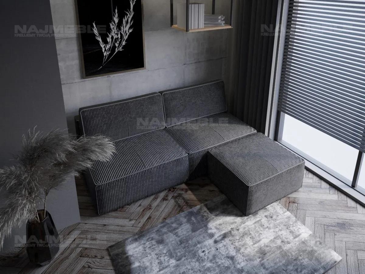 Zdjęcie Kanapa z pufą jak narożnik – funkcjonalność i styl w Twoim salonie