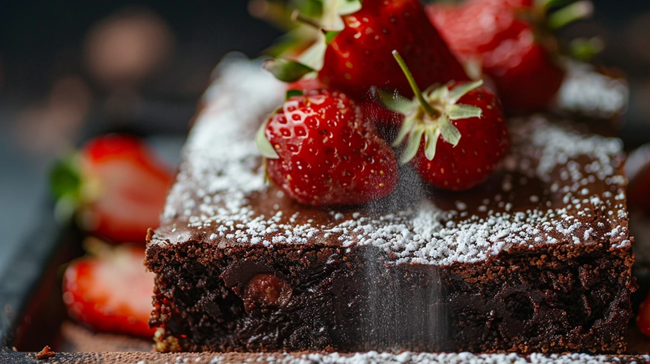 Zdjęcie Browni z truskawkami: idealna słodycz z nutą owoców!